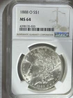 1888O  Morgan Silver Dollar NGC MS-64 Blast White And Lusterous