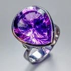 Handmade 16ct+ Natural Amethyst Ring 925 Sterling Silver Size 8 /R431040