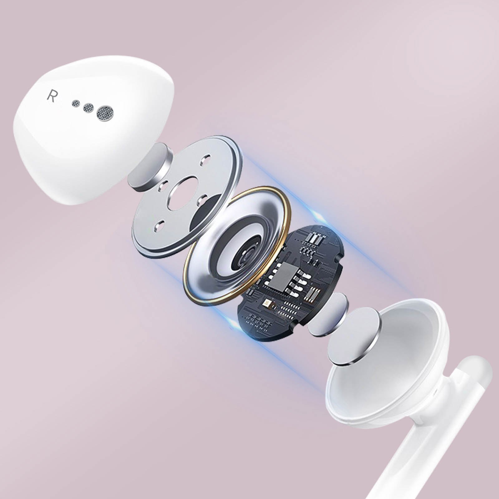 Kit piéton USB-C blanc oreillettes avec micro pour tablette et mobile - 4