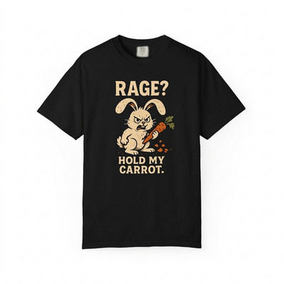 Angry Bunny  Rage  Hold My Carrot Funny Rabbit Graphic Unisex T-Shirt