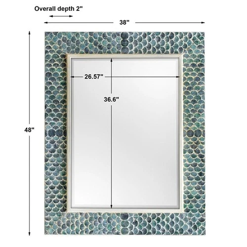 Uttermost Makaria Wood and Resin Decorative Mirror in Coastal Blue/Green/White - Picture 7 of 7