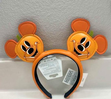  NEW Disney Mickey Mouse 2025 Halloween Headband Pumpkin Jack O Lantern Ears