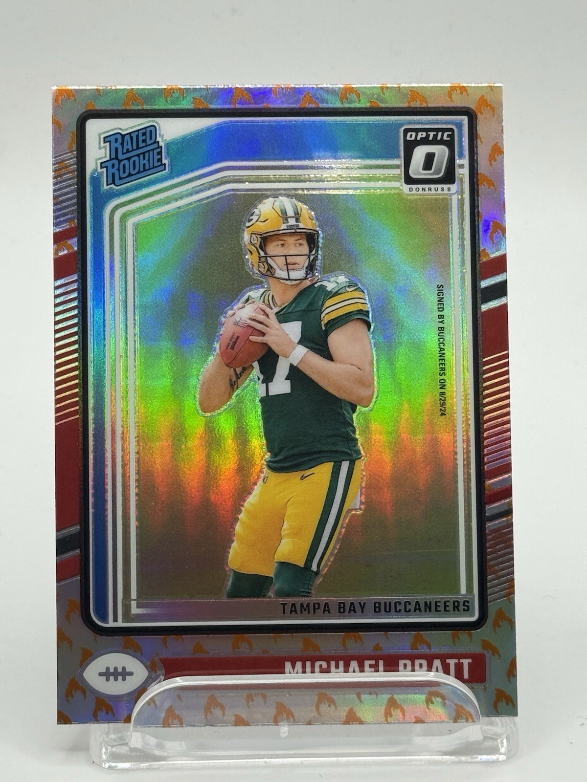 2024 Panini Donruss Optic Michael Pratt Rated Rookie Fire Emoji #280 Bucs SP