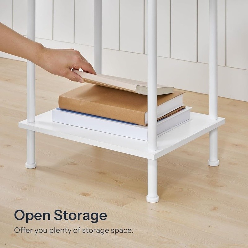 Industrial Side Table Minimalist End Table Storage Organizer Adjustable Feet New