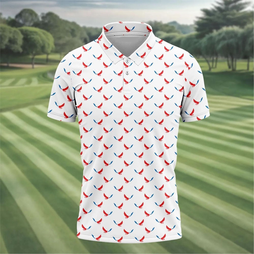 Polo Shirt Usa Flag Color Golf Shirt For Men Fourth Of July