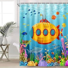 Kids Shower Curtain Colorful 72x72 Cartoon Ocean Life 72"W x 72"L Pack of 1 
