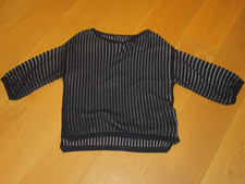 ladies marks & Spencer coll navy blue white stripe 3/4 sleeve jumper, size M
