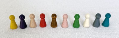 1988 Parker Brothers CLUE MASTER DETECTIVE Replacement Parts: 10 Wood Pawns