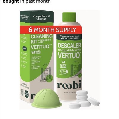 Roobi Nespresso Compatible Vertuo Cleaning & Descaling Kit. Includes 1 Bottle