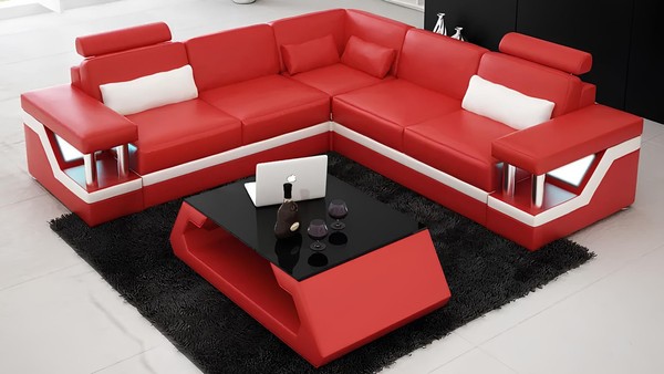 Wohnlandschaft Sofa Garnitur Eckgarnitur Ledersofa Polster Polster Couch Ecksofa-image