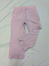 ZARA Pinstripe Blue  White Cropped Pants W/ Flared Ruffles Size S