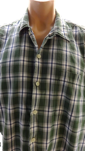 Levis Shirt Mens Large Button Up Short Sleeve Plaid Outdoor Camp Casual Green - Picture 2 of 5