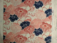Red Blue Pink Retro Floral Canopy Cotton Quilt Fabric 23"x43" Hobby Lobby