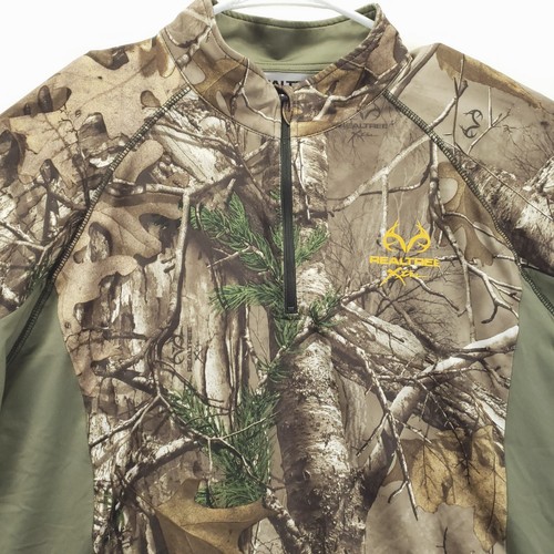 Realtree Xtra Shirt Mens L Brown Camouflage Scent Factor Long Sleeve 1/4 Zip - Picture 3 of 8