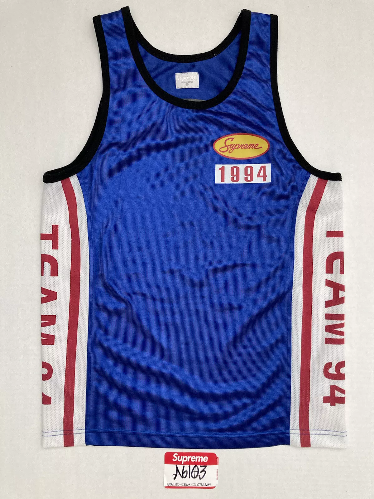 vintage Supreme Racing Team 1994 Maillot Basketball M Bleu Dunk Af1 Cap 8 9
