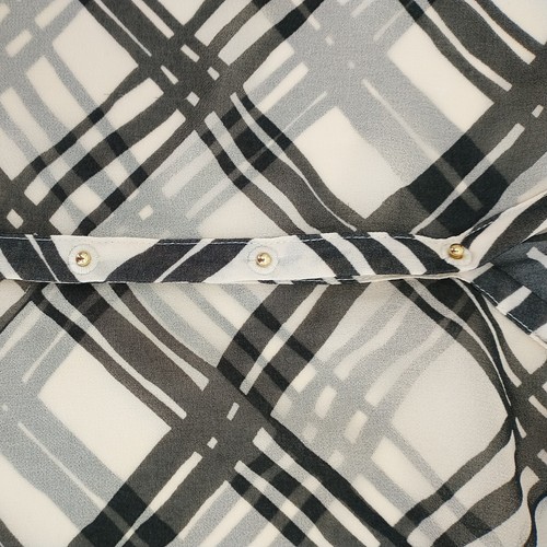Banana Republic Sheer Cream and Black Plaid Medium Blouse - Picture 5 of 9