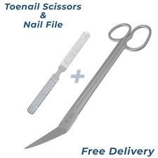 Toe Nail Scissors (Extra Long Handle) for Chiropody & Podiatry + Free Nail File