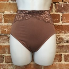 Rhonda Shear Mocha Lace Overlay Seamless Ahh Brief Panties New
