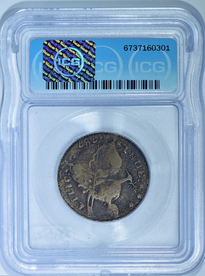 1787 DB Left Connecticut Colonial Copper ICG VG-10; Miller 33.40-Z.1; Rare! - Image 2 of 4