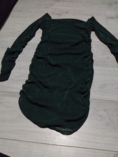 ladys olive green glitter off shoulder dress