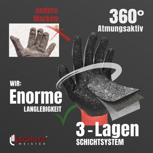 Arbeitshandschuhe 12 bis 240 Paar Premium LATEX Montage Garten-Handschuhe 7-11 - Bild 4 von 8