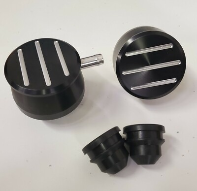 Billet Black Aluminum Valve Cover Breather PCV w/ Grommets Oil Fill ...