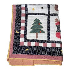 christmas quilt stars Moon tree wreath 60x49 Throw B1