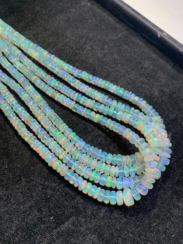 AAA+++ Natural Welo Ethiopian Opal Smooth Rondelles Gemstone, White Opal Beads - Picture 3 of 10