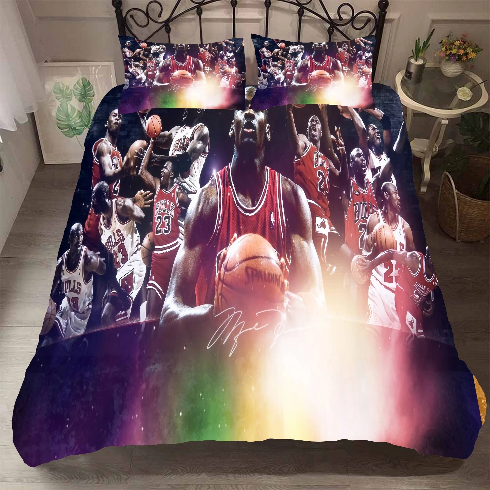 3D Red Basketball Players Quilt Cover Bedding Set with Pillowcases
