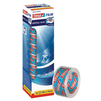 tesa KRISTALL-KLAR Klebefilm transparent 19,0 mm x 10,0 m 8 Rollen