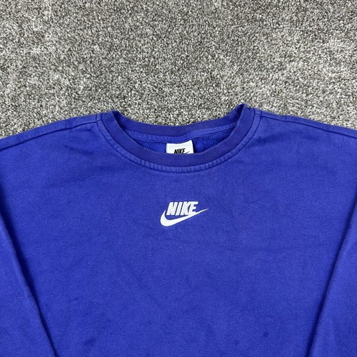 Nike Sweatshirt Kids Youth Large Blue Center Swoosh Logo Crewneck - Picture 2 of 7