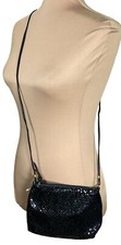VTG Whiting and Davis Purse Bag Black Mesh Zip Closure Crossbody