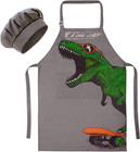 Kids Apron and Chef Hat for Boys Dinosaur Child Aprons with Pockets,Adjustable A