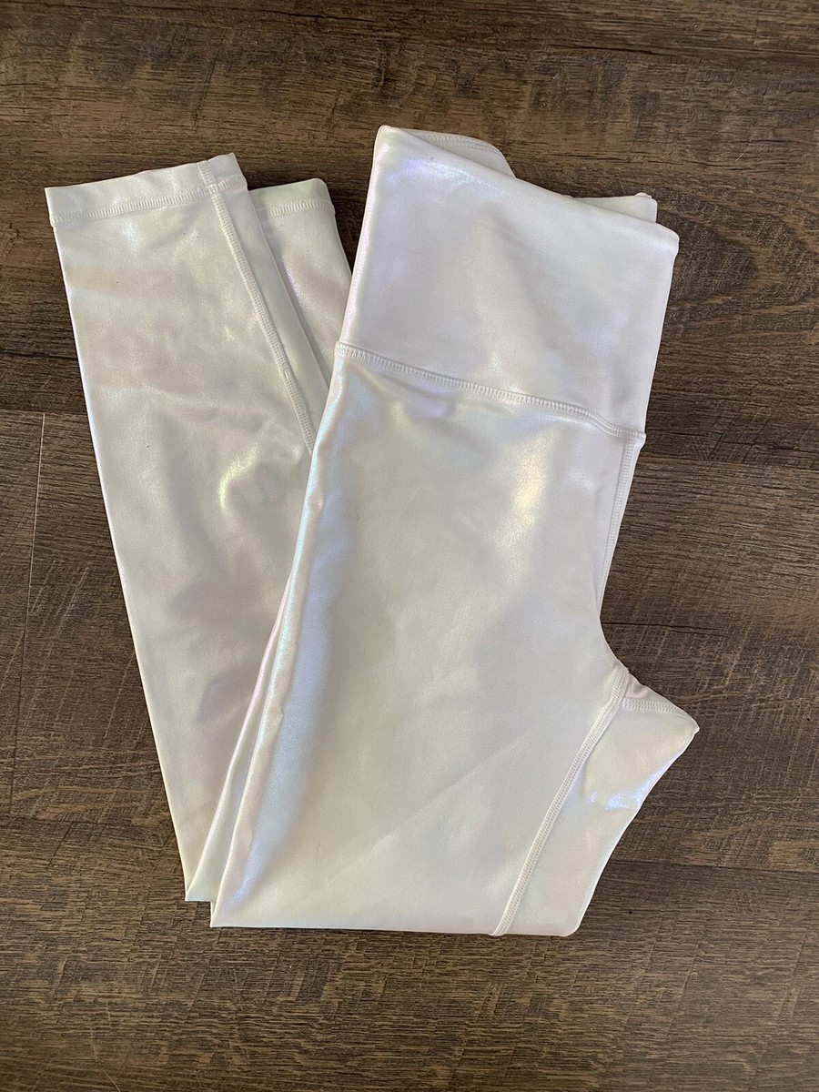 ZYIA ACTIVE White Iridescent Lux Unicorn Leggings sz 6-8 Womens