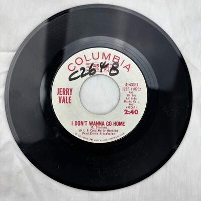 Jerry Vale I Don't Wanna Go Home / Where Were You Promo Record 45 RPM Vinyl