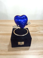 Home Decor Urn Cremation for Ashes Keepsake Blue Heart Urn with Black Box
