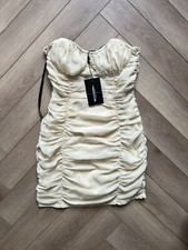 BNWT Gorgeous Pretty little things dress UK10 cream ruched chiffon off shoulder