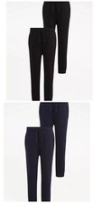 2 Pack Boys Slim Fit Jogging Bottoms – School PE Tracksuit Trousers Navy/Black