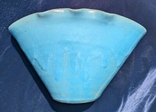 North State Pottery Fan Vase Nice Blue North Carolina 3rd Mark 1939-1959 Vintage