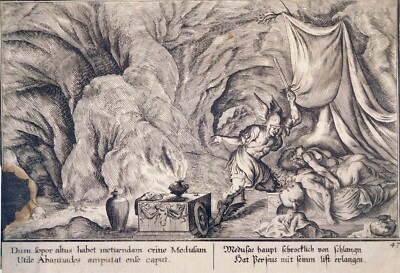 1661 Etching Perseus Medusa Metamorphosen Gorgone Greece Antique Art Mythology