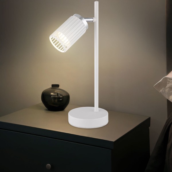 Tischleuchte Tischlampe Leselampe Chrom Weiß Wohnzimmerlampe Biglight-image