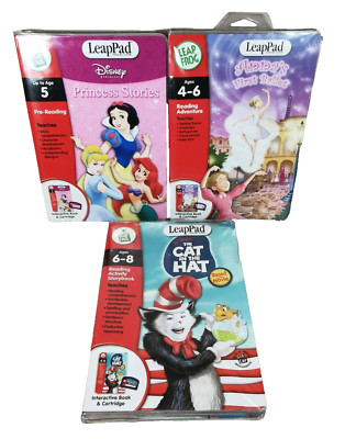 3 x Leap Frog Leappad Start Aktivitätsbücher Patronen Katze im Hut Prinzessin