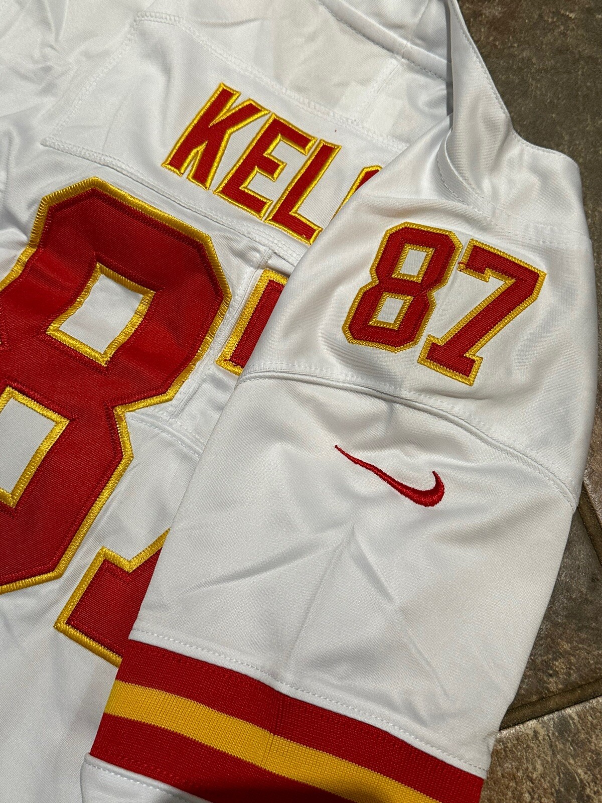 Travis Kelce 87 Kansas City Chiefs White Red Kids Youth Small Jersey w