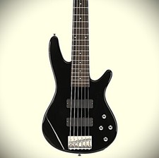 Black 6-String Electric Bass Guitar, H-H Passive Pickups, Maple Neck, Full-Size