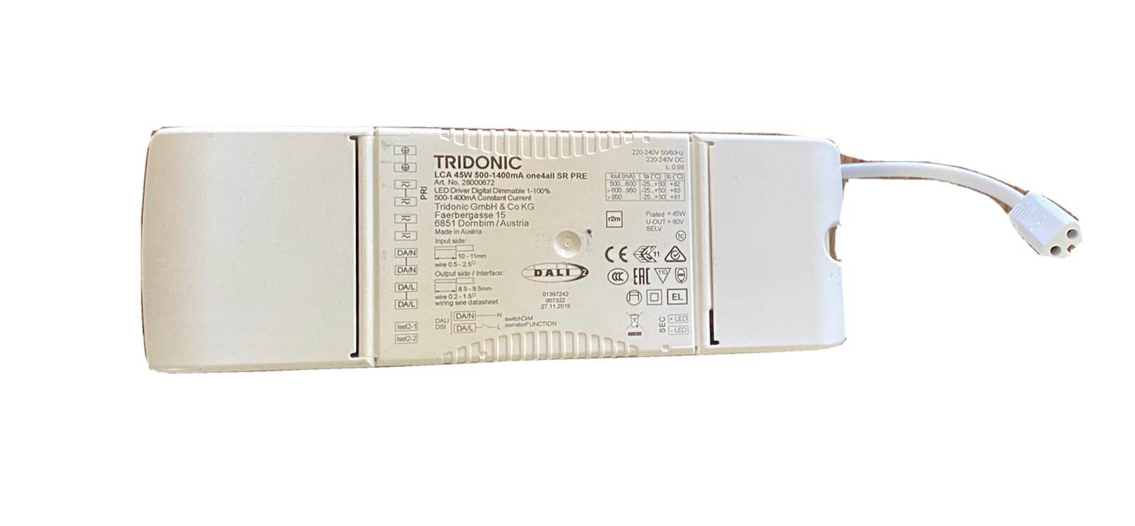 Driver LED 45W Tridonic LCA 500/1400 mA pour moderniser l'éclairage de bureau et commerce