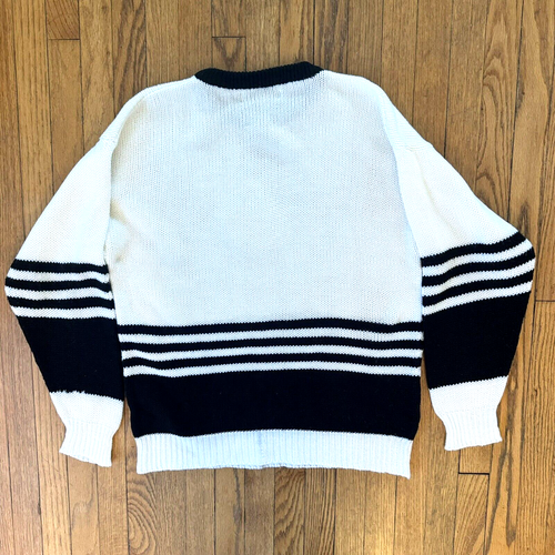 VTG. M-L Mister Noah LION & UNICORN + CROWN Emblem Navy & White Sweater - READ - Picture 9 of 11