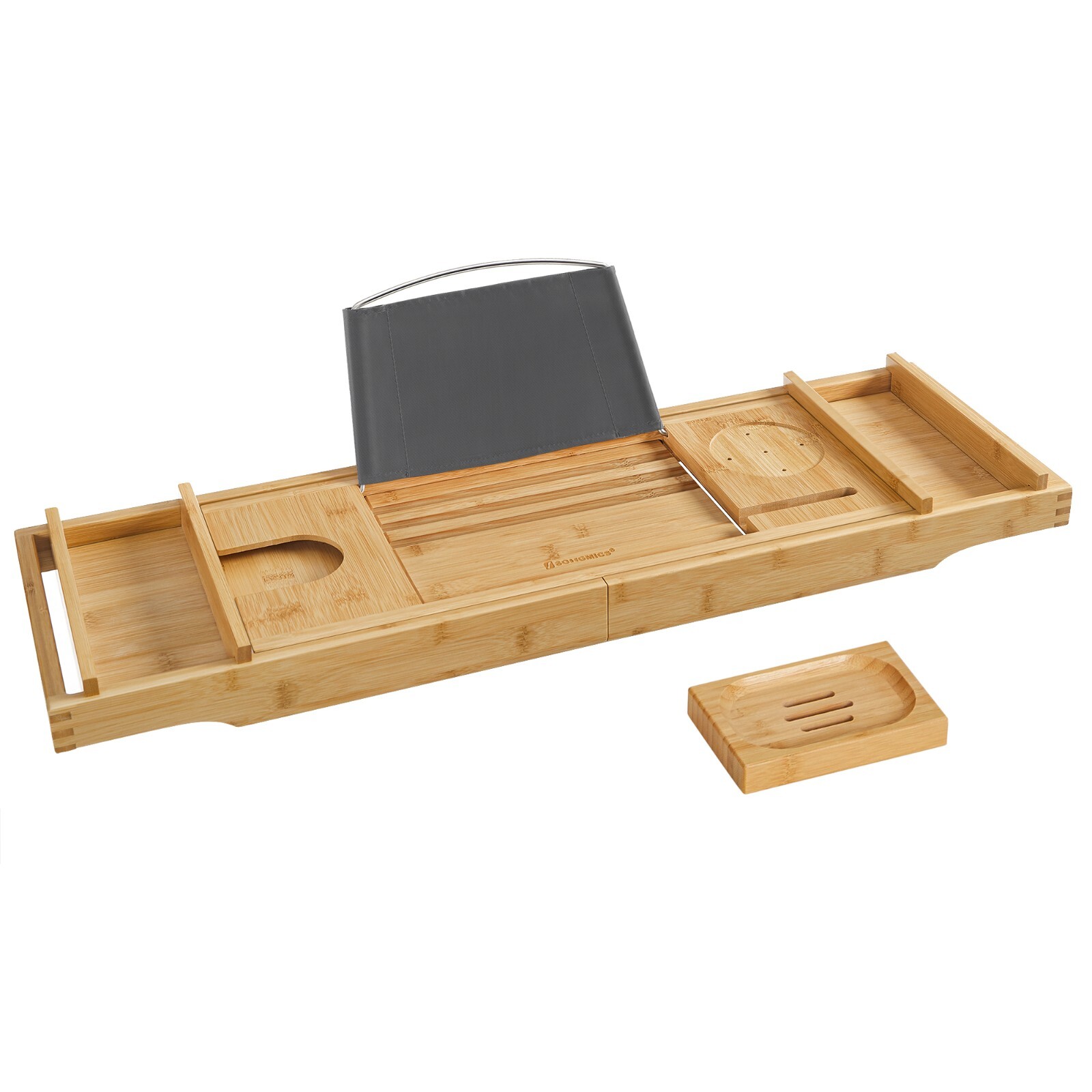 Bambus Badewannentablett Von BBAUER - Verstellbare Ablage Für Bücher, Tablet & Glas