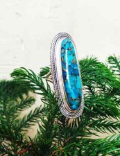 Blue Copper Turquoise Gemstone 925 Sterling Silver Handmade Ring All Size S-38
