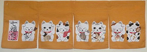 JAPANESE Noren Curtain NEW NEKO CAT 85 x 30cm MADE IN JAPAN Orange