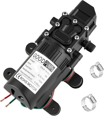 #ad 12V DC Water Pressure Diaphragm Pump 6 A Self Priming Sprayer Pump Black $14.69